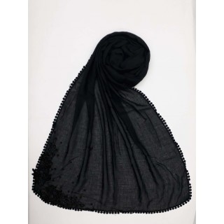 Designer Diamond Studded Women's Stole-Charcoal Black